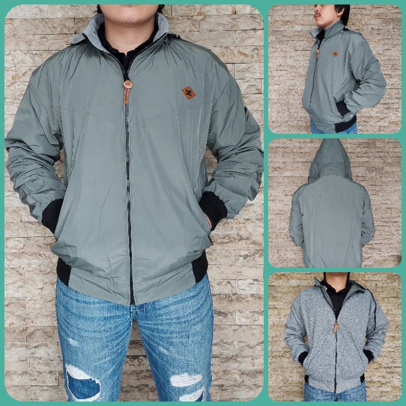 Jaket Parasut Pria Bolak Balik Taslan Waterproof - Jaket BB  Pria High Quality