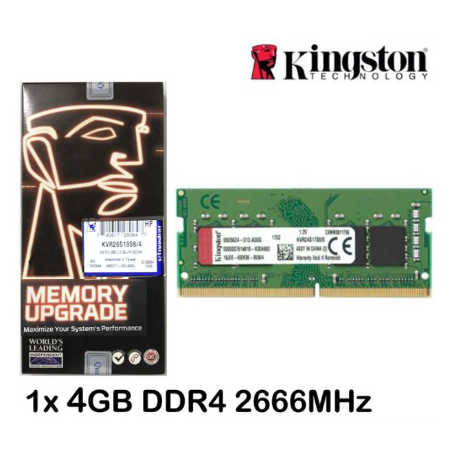 Memory Laptop Kingston RAM SODIMM KVR26S19S6/4 4GB DDR4 2666MHz Non ECC