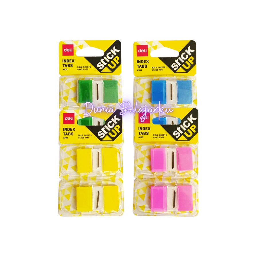 

Tab Memo A100 Tempelan Pembatas Buku Deli Index 44x25mm 100 Sheet
