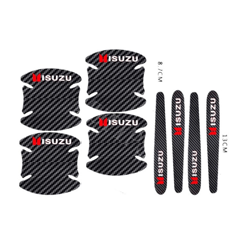 4 / 8pcs Stiker Pelindung Handle Pintu Mobil Bahan Carbon Fiber Untuk ISUZU Panther Elf Traga Dmax Nmr71 Mux Trooper MU7 TFR Crosswind