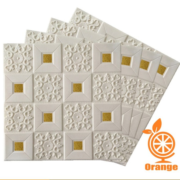 Foam Wallpaper Dinding 3D Foam Wallfoam 35cm X 70 cm Anti Air Dan Minyak Noda Gampang Di bersihkan High Quality-BTK009-GOLD-35X70