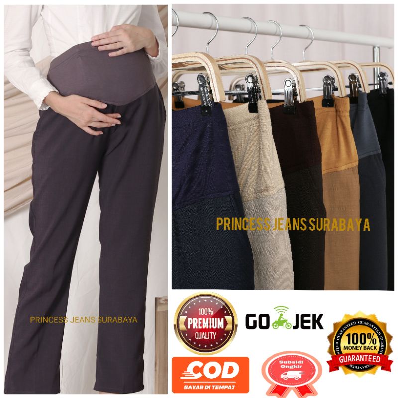 Celana Bumil Kerja Ibu Hamil Celana Kerja Kantor Kekinian Jumbo Hitam Tebal Celana Wanita Hamil Panjang Bahan Formal Premium Kain Ibu Hamil Maternity Pants