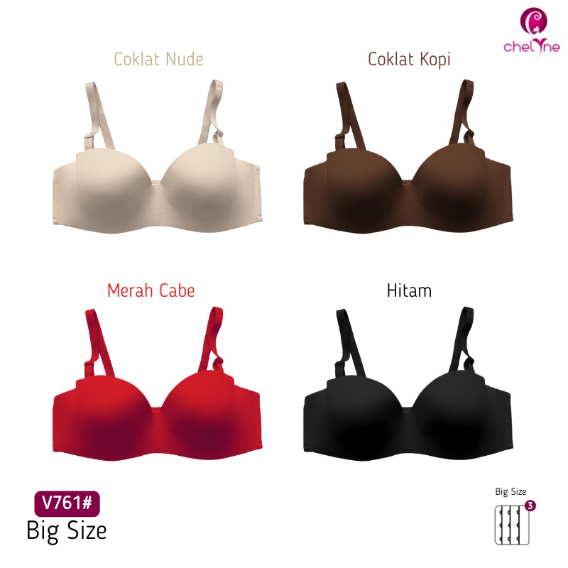 BH Chelyne Seamless Lycra V123 Standar Size / V761 Big Size - Premium Half Cup Bra Polos