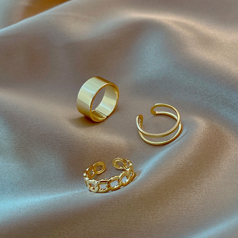 Set Cincin Model Terbuka Dapat Disesuaikan Desain Rantai Unik