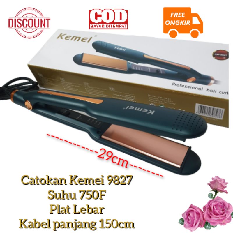 Alat Catok Rambut Bagus Kemei Km 9827 Hair straightener  Rebonding Lurus Suhu