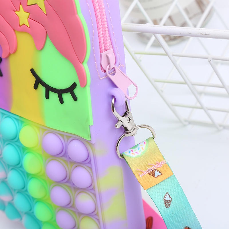 Tas Selempang Anak Tas Pop It Rainbow Unicorn Tas Bubble Penghilang Stress Viral Tiktok