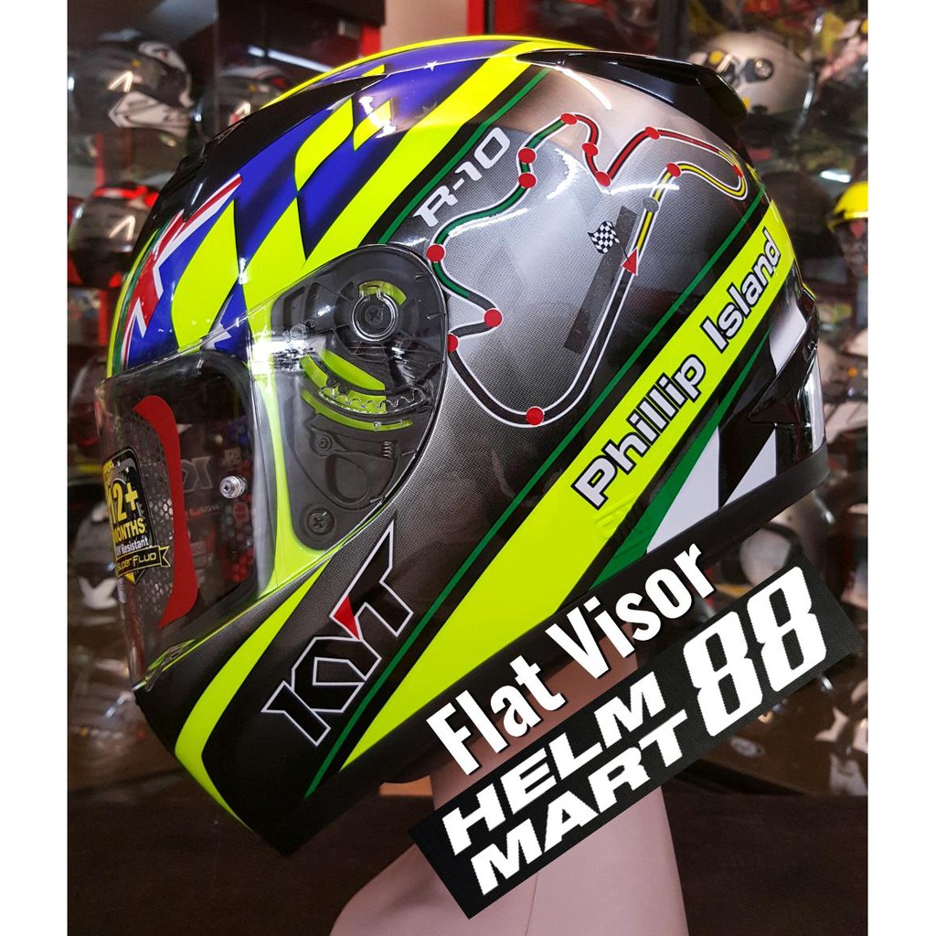 Helm KYT R10 FLAT VISOR Philip Islands GP CIRCUIT Yellow Fluo Helm KYT R10 FLAT VISOR Philip Islands GP CIRCUIT Yellow Fluo