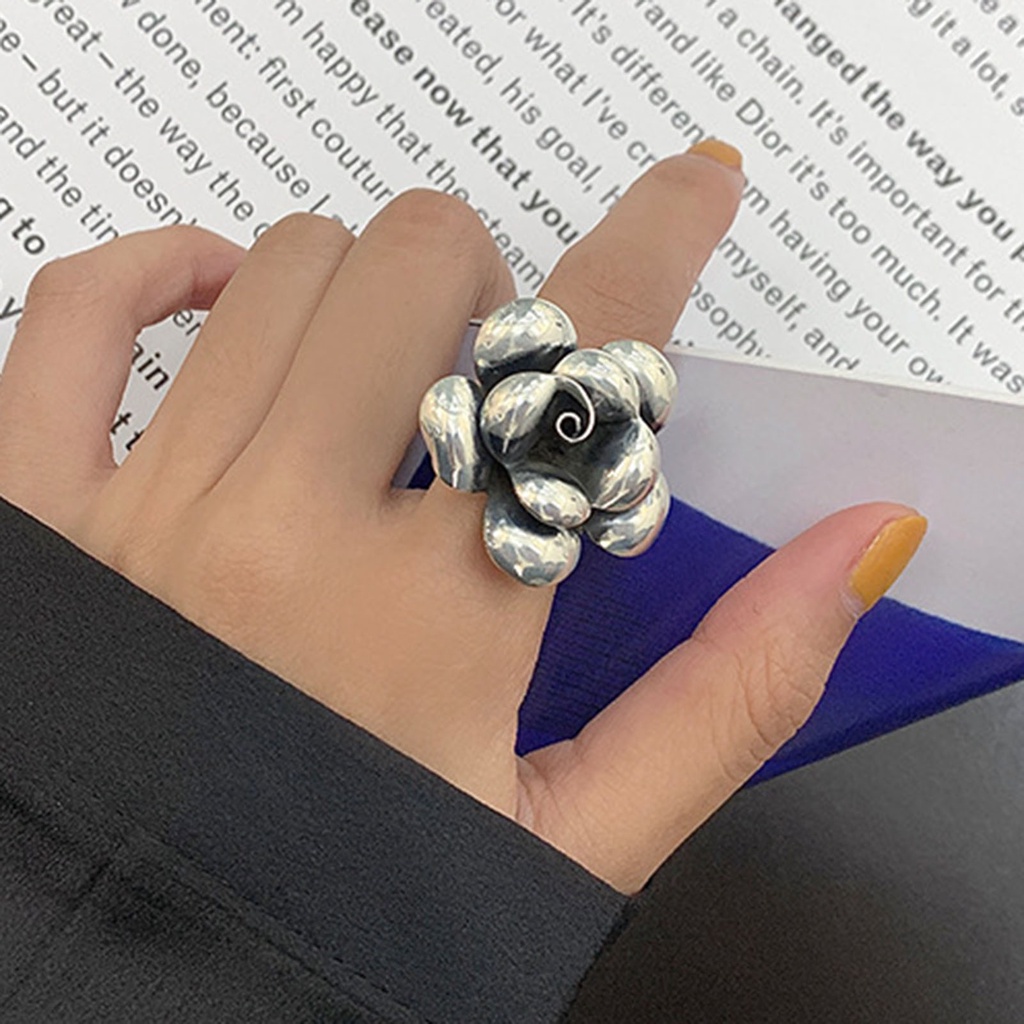 Hu Hu Hu Hu Hu Alat Bantu Pasang Kacamata♡ Cincin Model Terbuka Desain Bunga Untuk Wanita