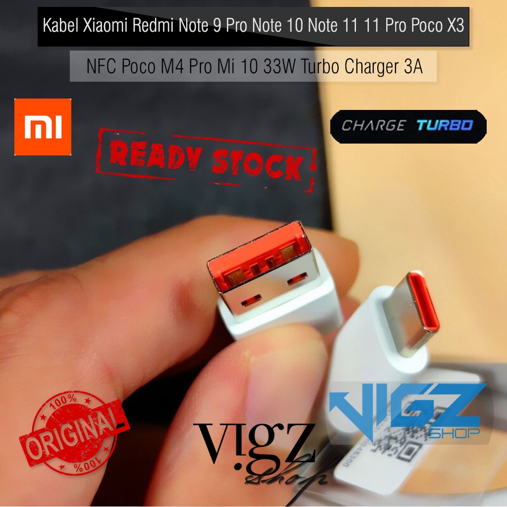 Kabel Data Xiaomi Redmi Note 9 Pro Note 10 10 Pro F3 Mi 10T Pro Poco X3 NFC X3 Pro Mi 11 Lite Poco M4 Pro Mi 10 Poco F2  Turbo Charge USB Type C 3A Original