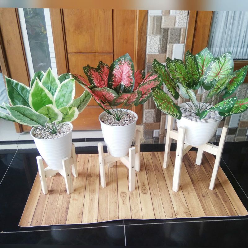 Bunga Hias daun daunan artificial murah daun daunan pot besar diameter 18cm daun palsu mirip asli