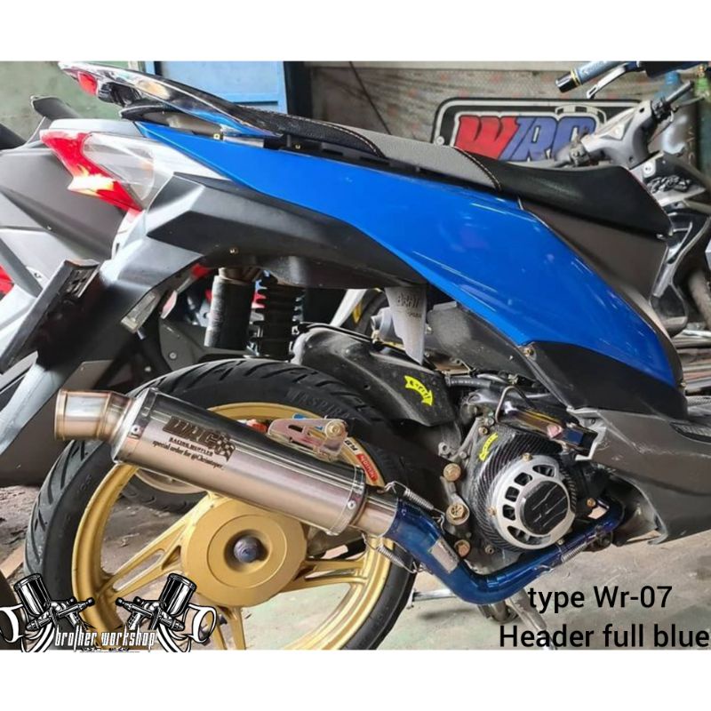 Knalpot WRC type Wr-07 header full blue Scoopy beat genio vario110led spacy