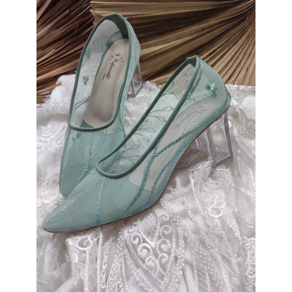 sepatu Rafaizoutfit sage green kalia sepatu wanita sepatu wedding tinggi 7cm kaca