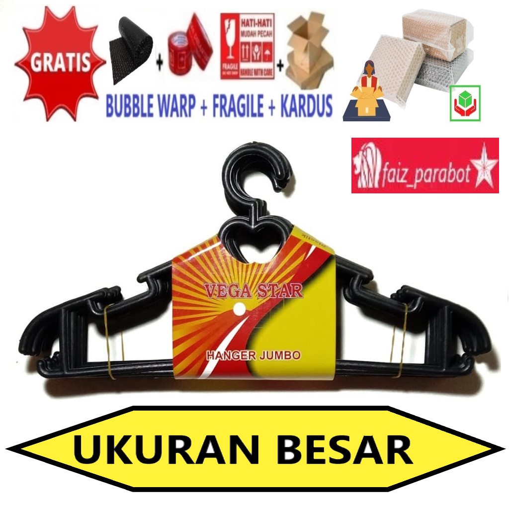 ( dewasa )Hanger Gantungan Jemuran Baju Pelastik Plastik Hitam Lovenia 12 pcs VEGA STAR