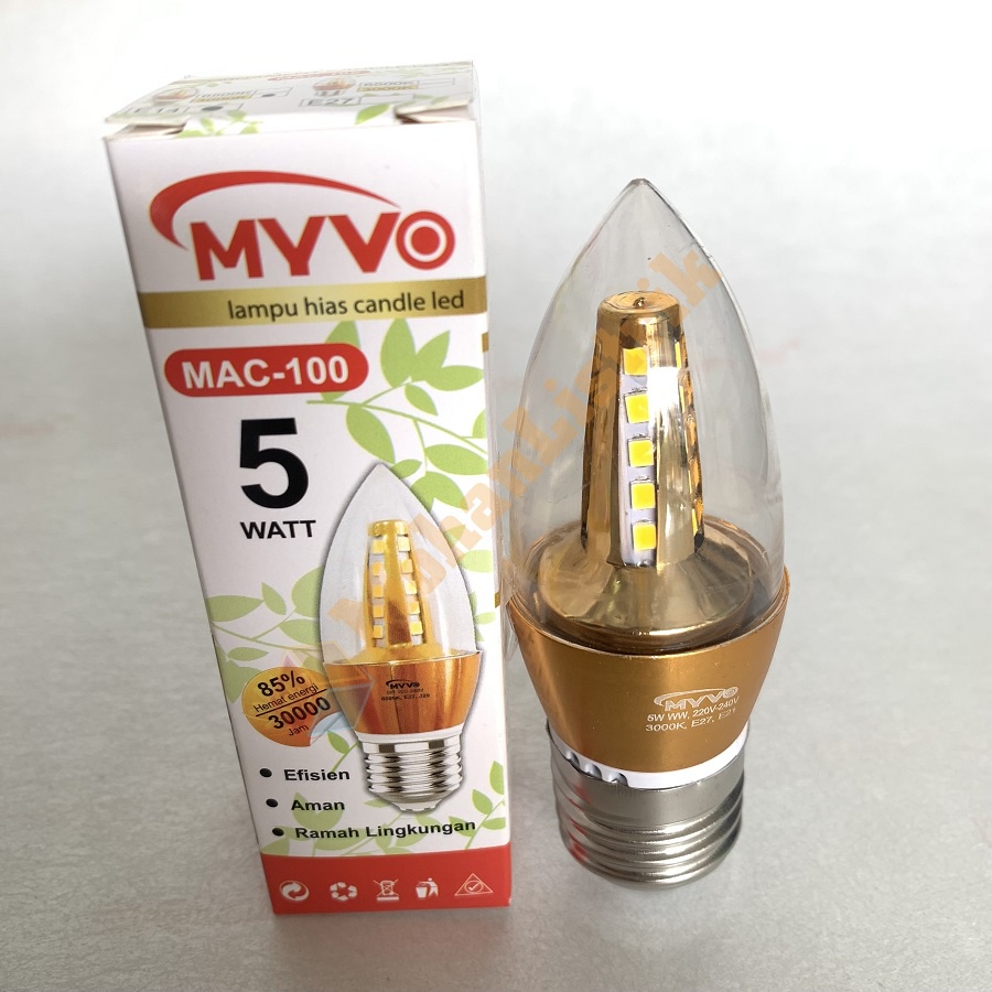 Lampu Hias LED Candle MYVO 5 Watt Bohlam LED Lilin 5W Fitting E27