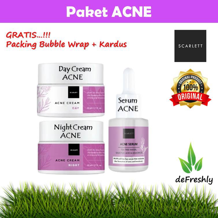 [Packing Bubble+Dus] Paket Acne Scarlet - SCARLETT WHITENING ORIGINAL Paket Krim Cream Serum Acne