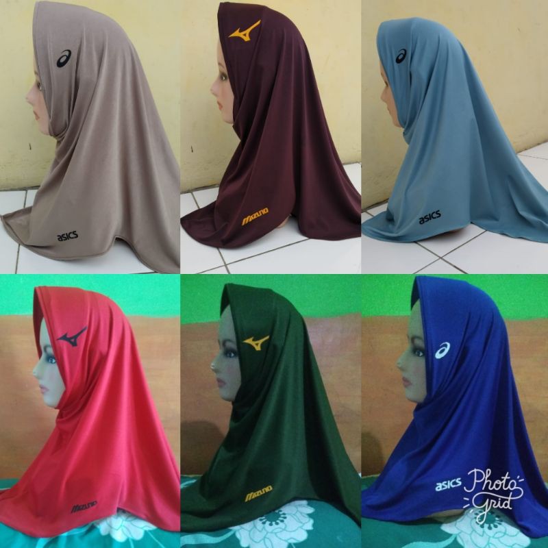 Hijab sport/kerudung voly/kerudung olahraga/hijab simple/hijab instan/kerudung mizuno/asics-1