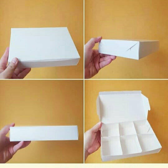 

KOTAK PACKAGING PIE COKELAT DUS NASTAR SEKAT 6 BOX SNACK DESSERT MODEL TUTUP SAMBUNG WARNA PUTIH