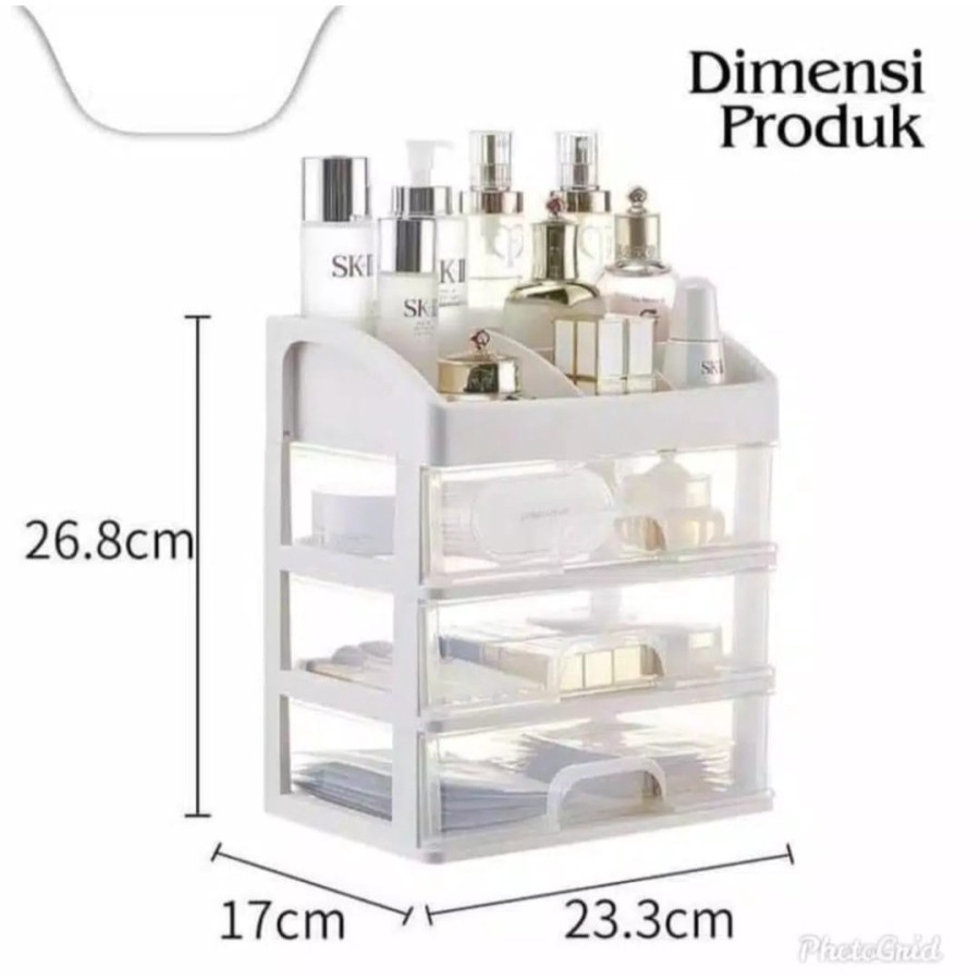 Rak BESAR Kosmetik 3 Laci Susun/Makeup Storage Organizer Multifungsi/Tempat Kosmetik/Kotak Kosmetik [SS]