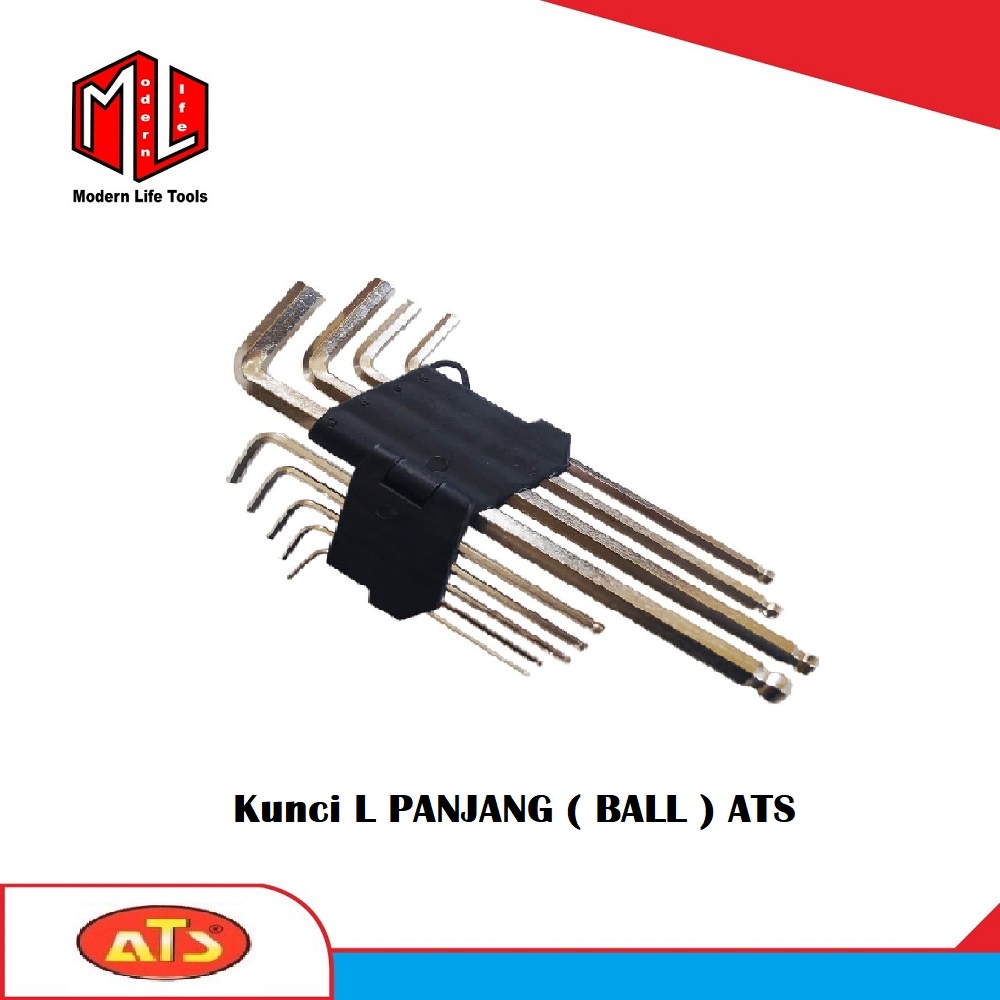 Kunci L Set Panjang ATS 9 pcs 1.5-10mm Hex Key Wrench Ball SET BALL ATS