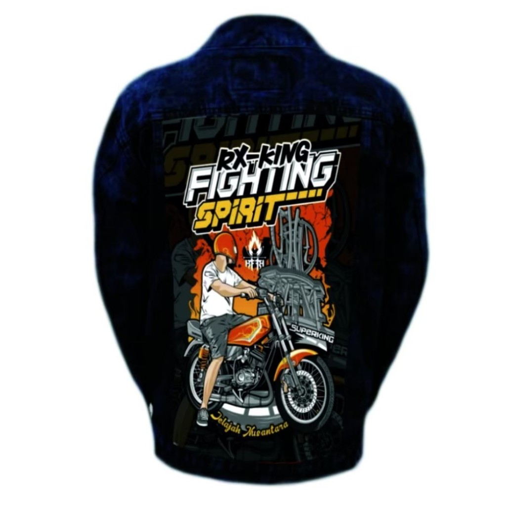 Jaket Jeans Pria Sandwash Printing Seri Motor Original Premium