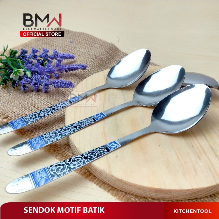 1 Lusin Sendok Makan Motif Batik Peralatan Makan Stainless Steel
