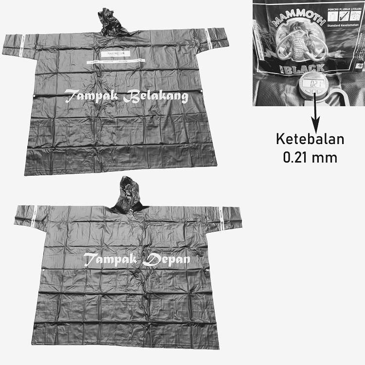 Jas Hujan Model Poncho Lengan Panjang Hitam Black Tebal Scotlight Ukuran Besar - Mantel Hujan Kalong Kelelawar Ponco Tangan Panjang