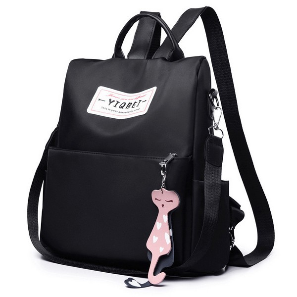 K8492 - BLACK/GRAY/RED - TAS RANSEL YIQBEI FASHION WANITA BACKPACK IMPORT TERMURAH BATAM KPC8492