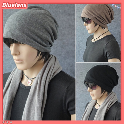 Bluelans Topi Beanie Scarf Rajut Hangat Gaya Hip Hop Untuk Pria Dan Wanita