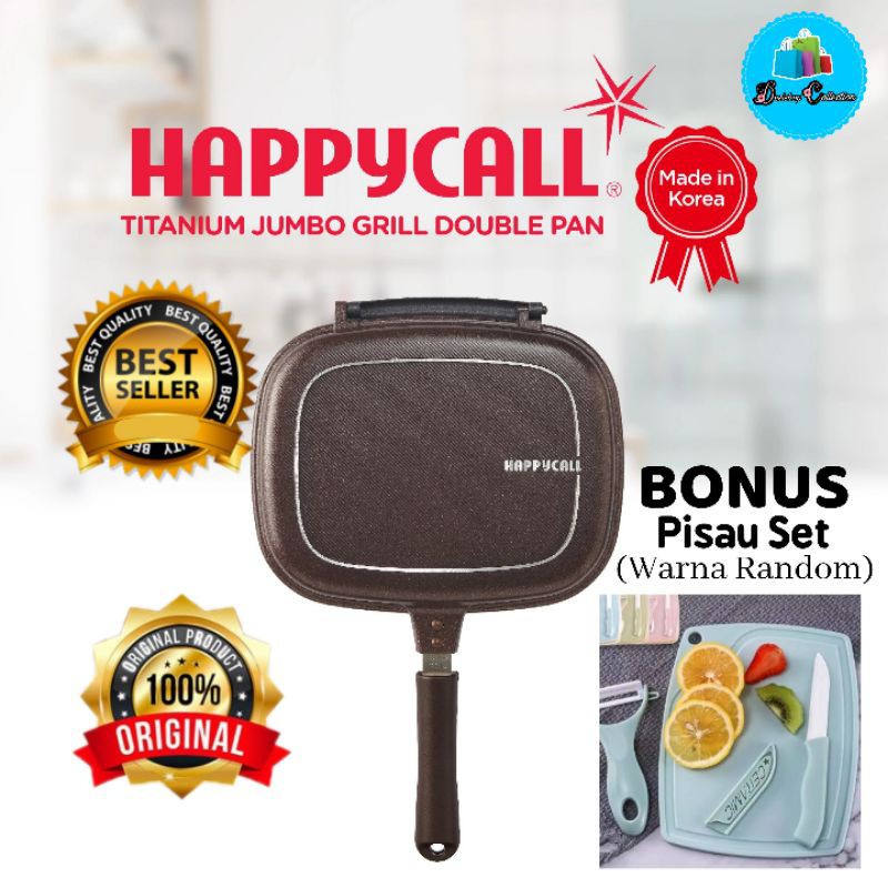 PERALATAN MASAK ORI KOREA HAPPYCALL TITANIUM JUMBO GRILL DOUBLE PAN