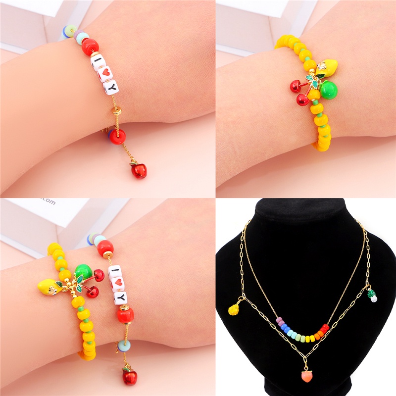 2 Pcs Liontin Enamel Charms Bentuk Buah Strawberry Semangka Nanas Untuk Kalung Anting Gelang