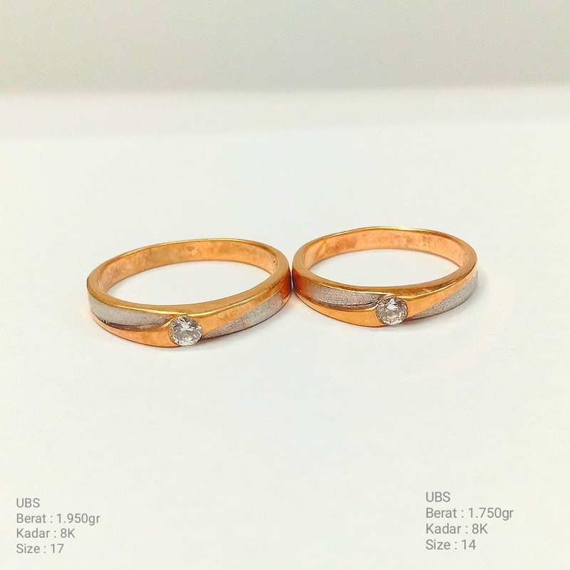 Perhiasan Cincin Emas Nikah UBS Variasi Mata 8k/375