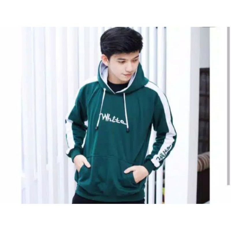 JACKET WHITE HOODIE COWOK