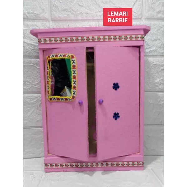 mainan anak perlengkapan barbie lemari barbie bahan kayu - mainan edukasi boneka anak perempuan tuku