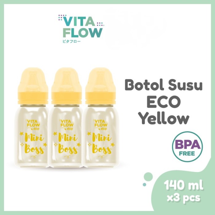 VITA FLOW 3pcs Botol Susu Eco 140ml Baby Nursing Bottle Botol Dot Bayi