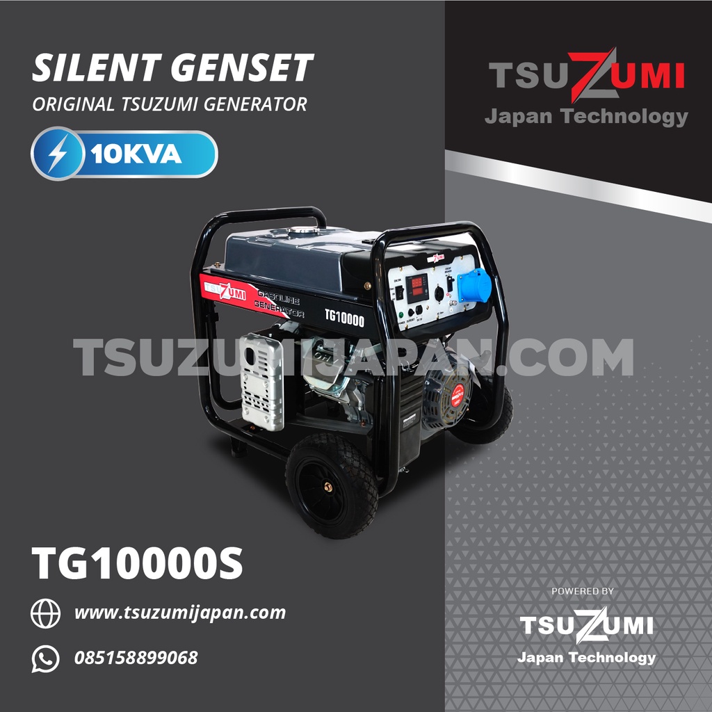 Genset 10 kva 8000 watt 8500 watt Tsuzumi TG 10000S ,100% tembaga AVR