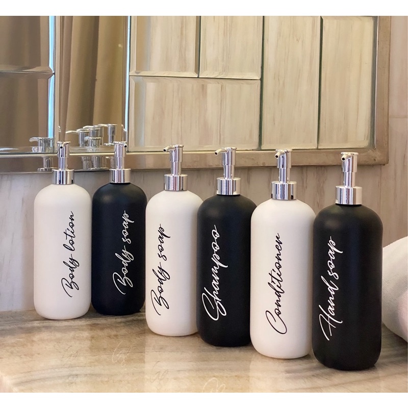botol doff n24 500ml silver luxury. aesthetic bottle minimalist refill organizer tempat sabun cair pump black and white estetik
