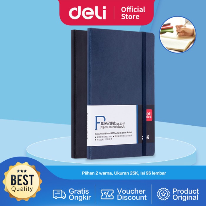 

CODES0X-36 Deli Leather Notebook/Buku Cover Kulit A5 96/120 Lembar 3347 7911