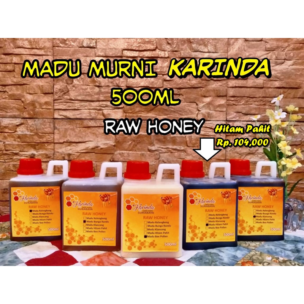 

Madu Asli / Murni "KARINDA" Hitam Pahit 500ml