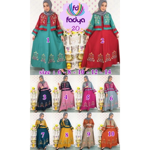 Gamis fadya/gamis anak katun bordir/gamis anak muslim fadya 20 NON HIJAB
