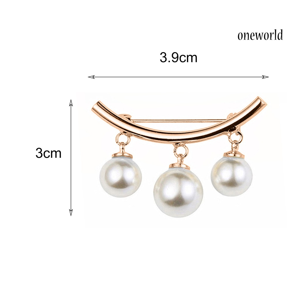 OW@ 2Pcs Brooch Stylish Elegant Faux Pearl Fashion Vintage Brooch for Wedding