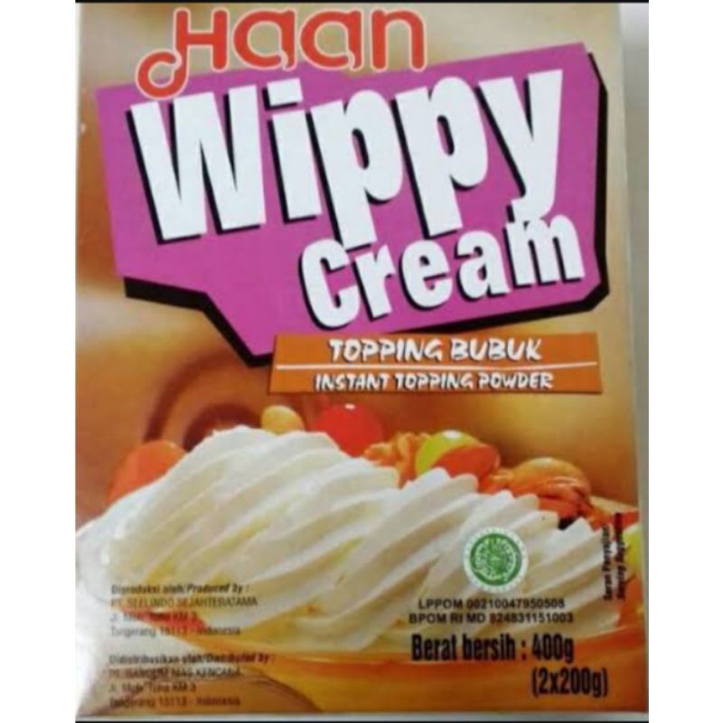 

Wippy Cream Haan Whipping Cream Topping Bubuk terlaris 400gr