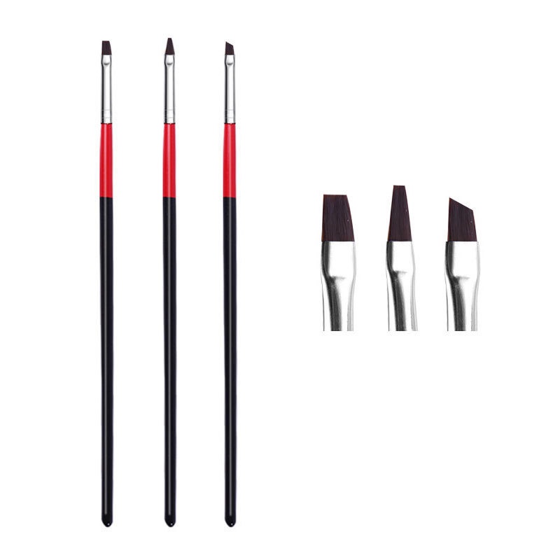 3 Pcs / Set Brush Liner Bahan Akrilik Gaya Perancis Untuk Nail Art Manicure