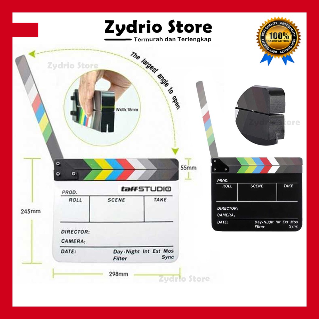 Profesional Director Clapper Board Acrylic White Colorfull Film Cut