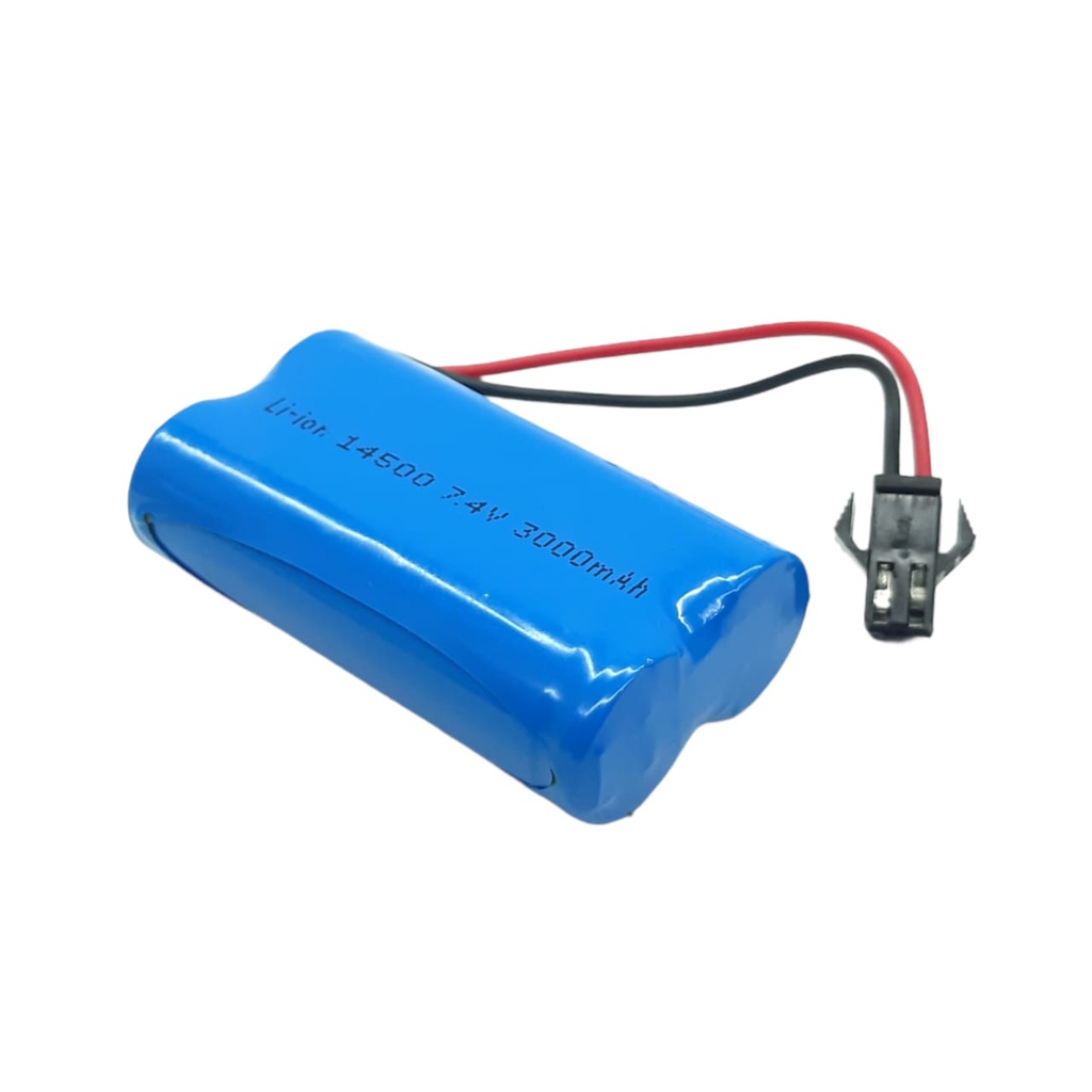 Baterai 14500 Li-ION 7.4V-3000mAh Soket Hitam 2 Pin Untuk speaker Bluetooth Dan Mobil RC