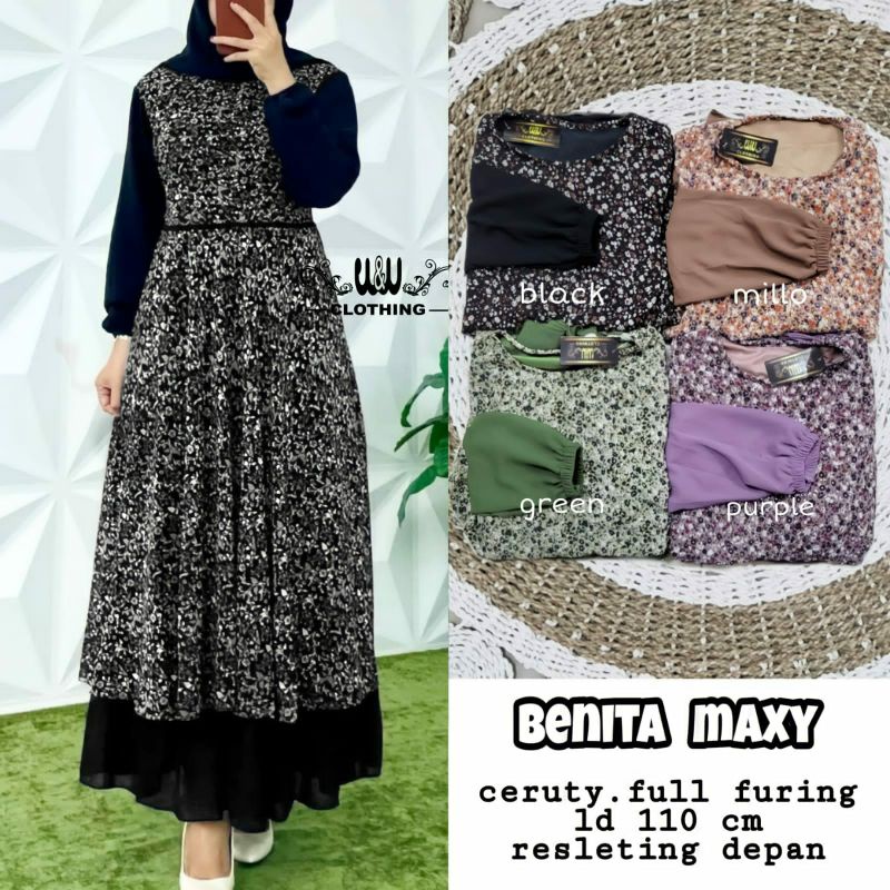 gamis motif benita maxy by w&w clothing
