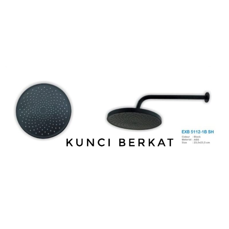 Wall Shower Tanam Bulat Hitam/Shower Tanam Black/Bundar/Bulat