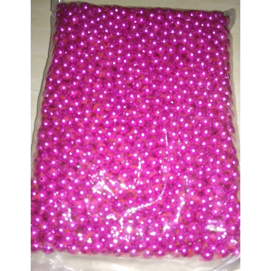 100Gram Payet Mote Manik Mutiara 8mm Bulat Kwalitas SUPER PINK