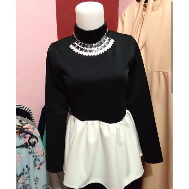 TMN ~ Scuba Peplum Longsleeve Top