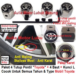 paket 4 tutup pentil tire valve toyota anti  karat  anti  