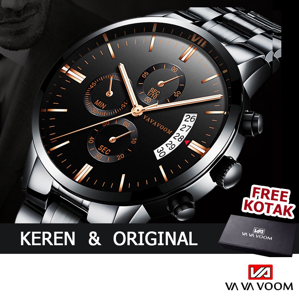Jam Tangan Pria Original Impor FNGEEN  VAVA VOOM Tahan Air dengan 3 Kronograf VA-214